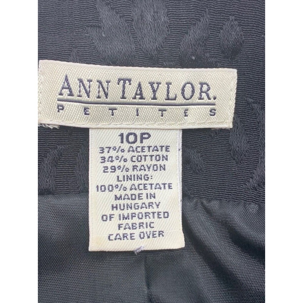 Ann Taylor Petites Womens LS Button Front Lined Blazer/Jacket Black Brocade 10P - Picture 3 of 5